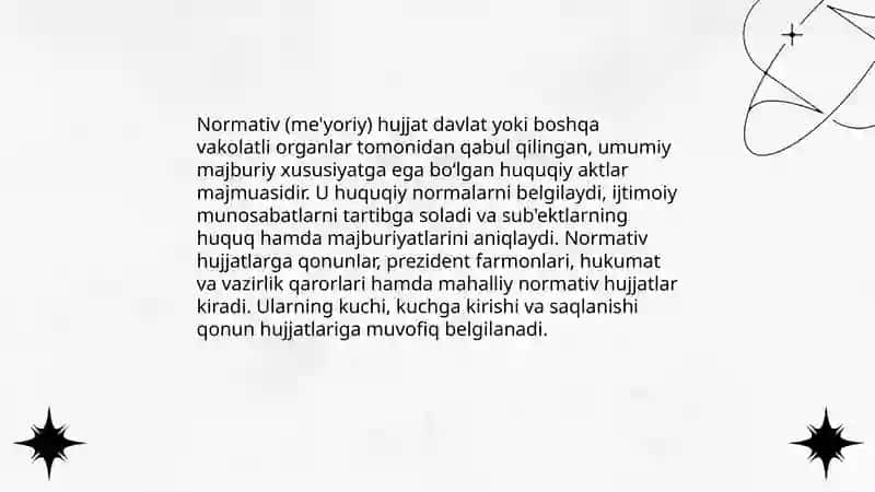 Normativ (me'yoriy) hujjat tushunchasi 3