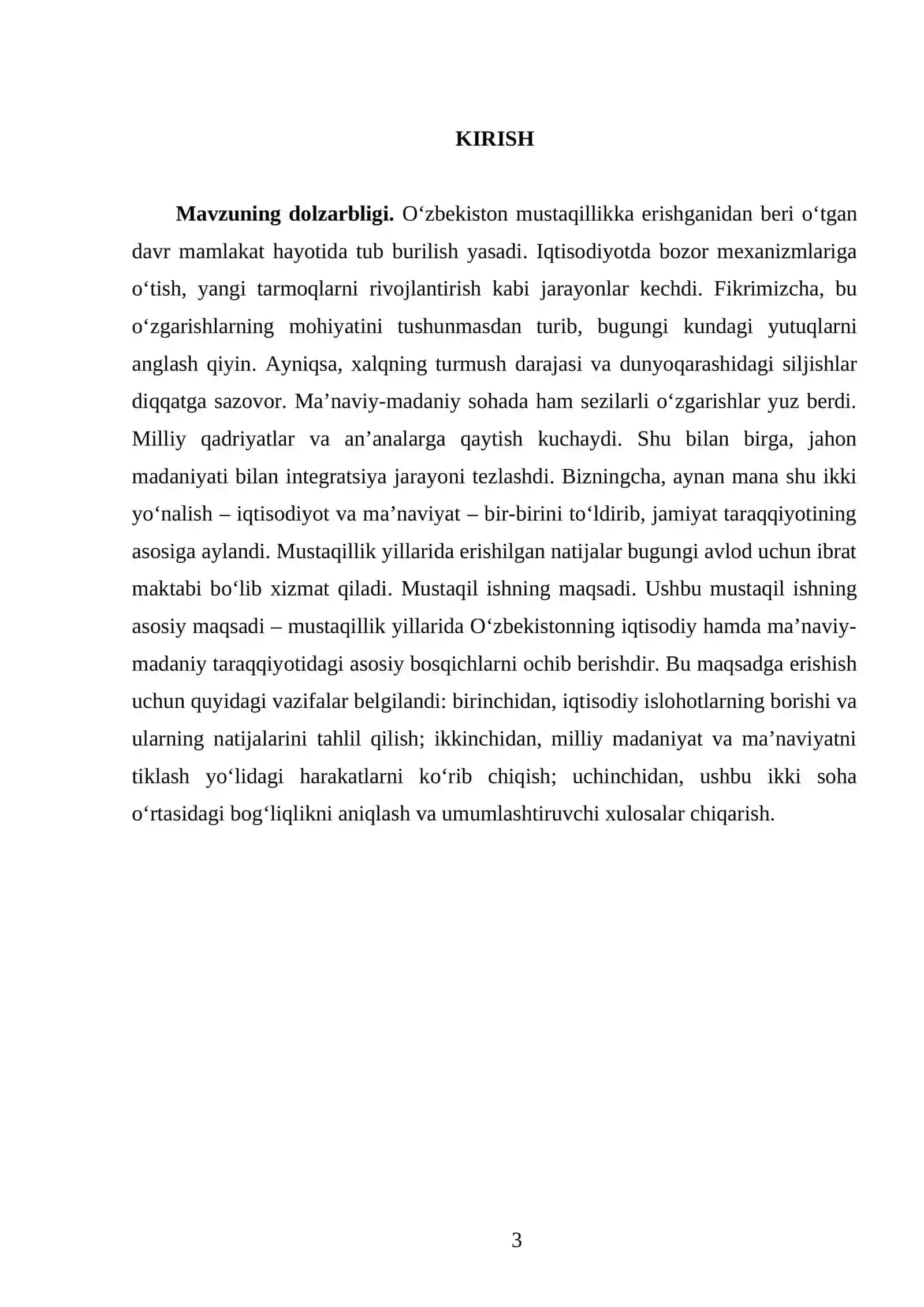 Mustaqillik yillarida O’zbekistonning iqtisodiy, ma’naviy-madaniy taraqqiyoti 3