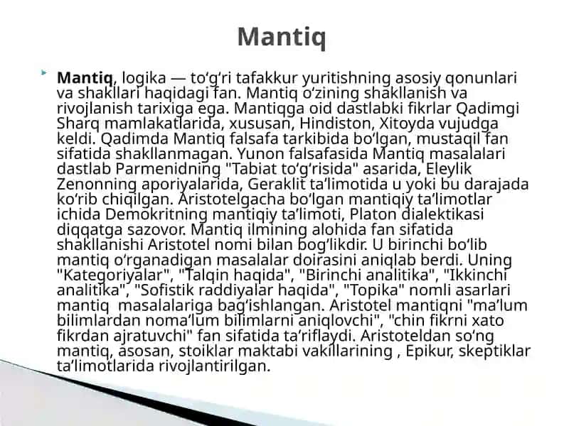 Mantiq va uning predmeti, qonuniyatlari 3