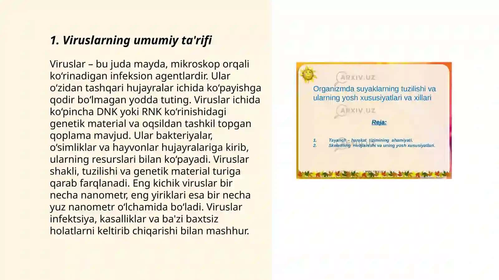 Viruslar va ularning oʻziga xos tuzilishi va farqlari 3