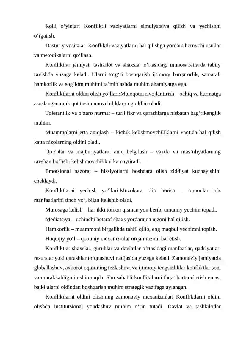 KONFLIKTLARNI OLDINI OLISH VA YECHIM YO‘LLARI 3