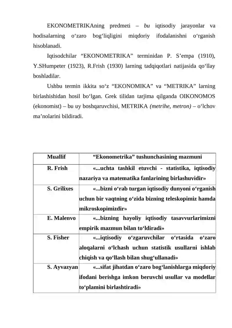 Ekonometrikaning paydo bo'lishi va rivojlanish bosqichlari 3