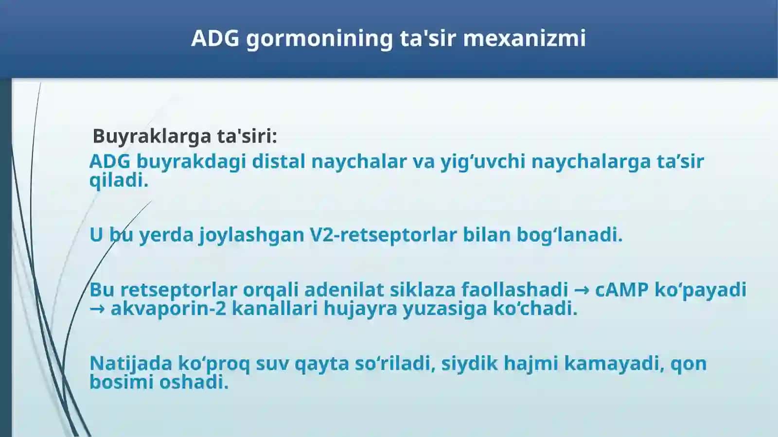 ADG hamda oksitotsion gormonlari ta’sir mexanizmi . Gipo va gipersekretsiyasi. 3