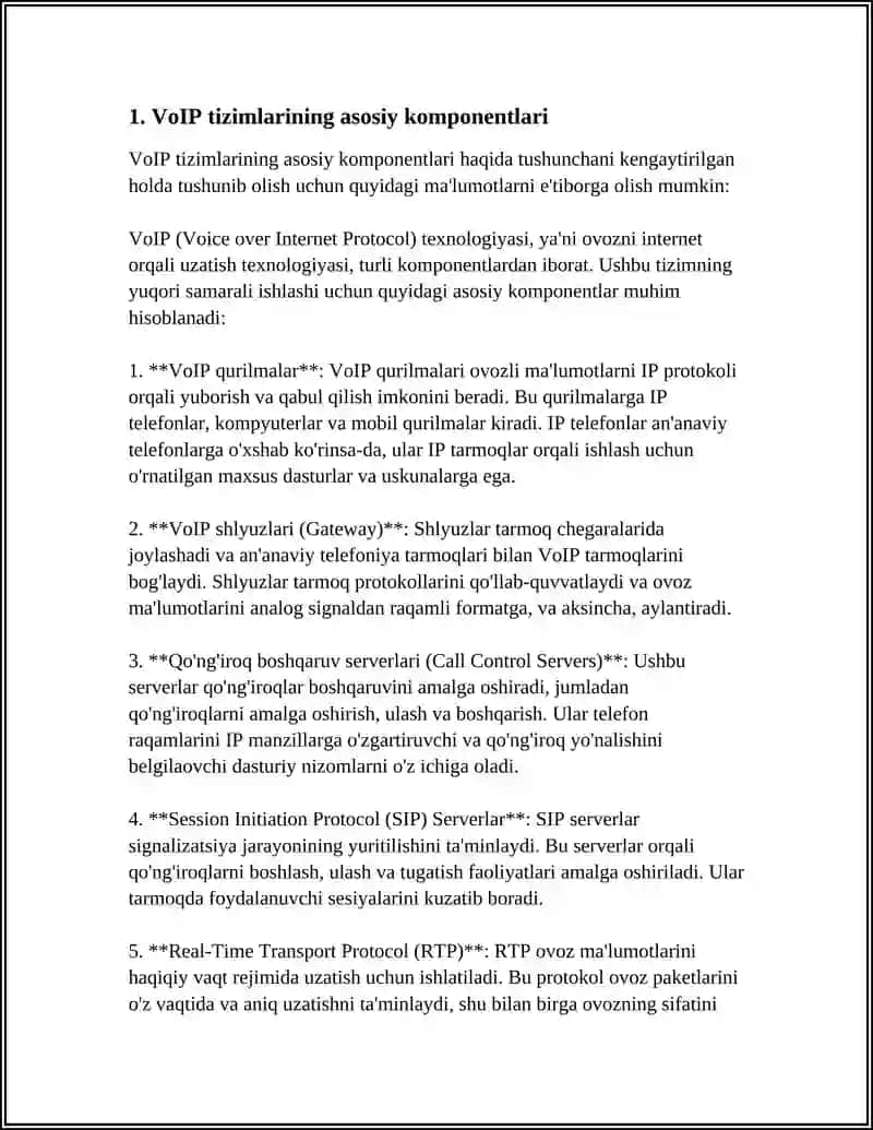 VOIP (VOICE OVER IP) TIZIMLARINI LOYIHALASH 3