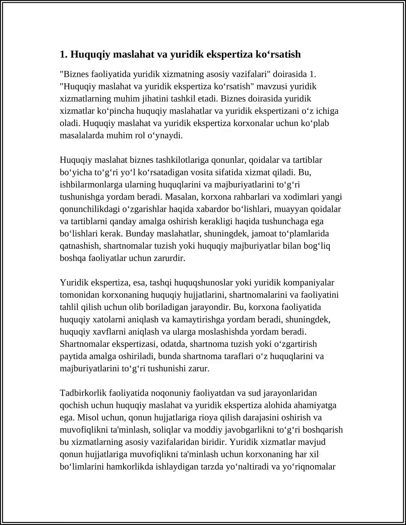 BIZNES FAOLIYATIDA YURIDIK XIZMATNING ASOSIY VAZIFALARI 3