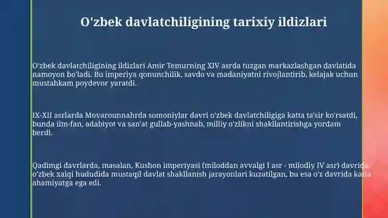 O'zbekistonda Mustaqillik g'oyalarining tarixiy asoslari 3