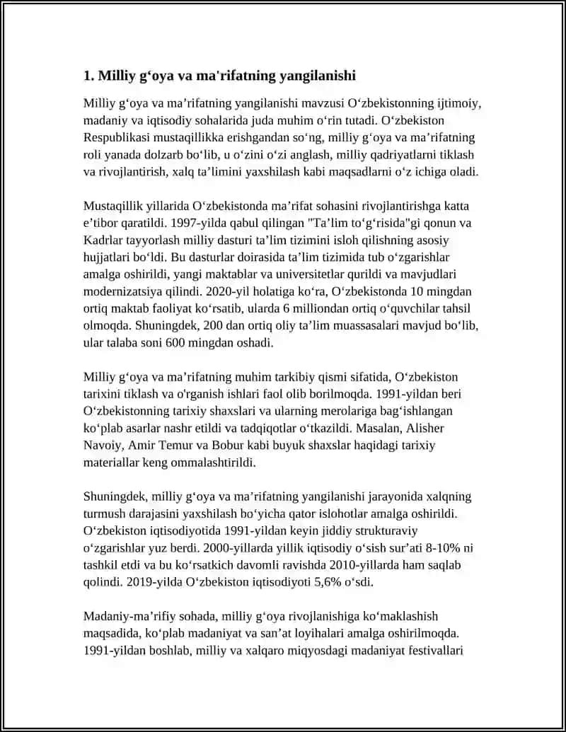 YANGI OʻZBEKISTONDA AMALGA OSHIRILAYOTGAN MA'NAVIY OʻZGARISHLAR 3