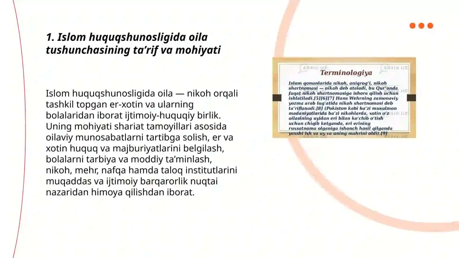 Islom huquqshunosligida oila nikox taloq tushunchalarini taʼriflash 3