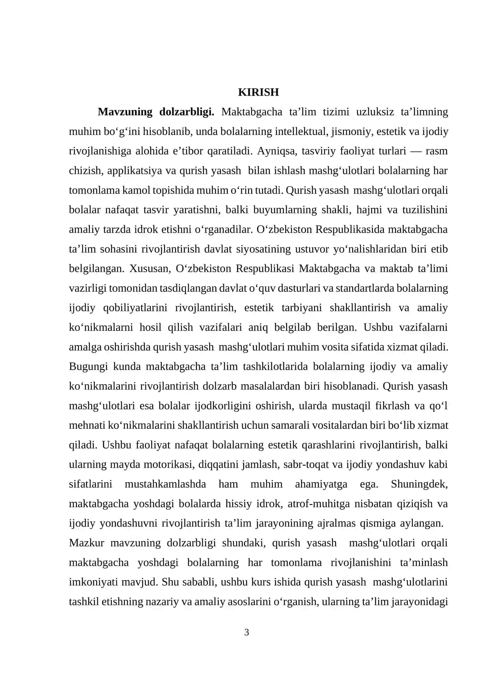 BOLA SHAXSINI SHAKLLANISHIDA QURISH-YASASHNING AHAMIYATI 3