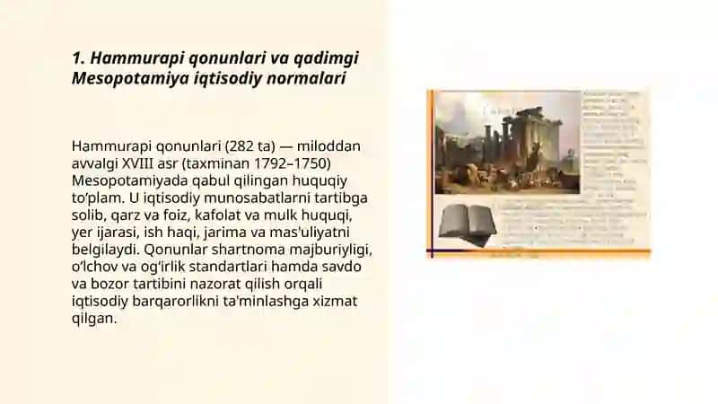 Hammurapi qonunlari va qadimgi Mesopotamiya iqtisodiy normalari 3