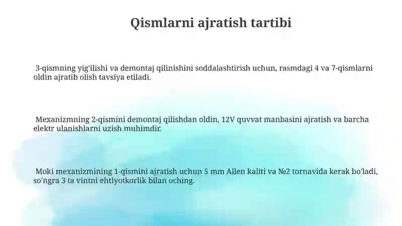 Moki mexanizmlarini boʻlaklarga ajiratish 3