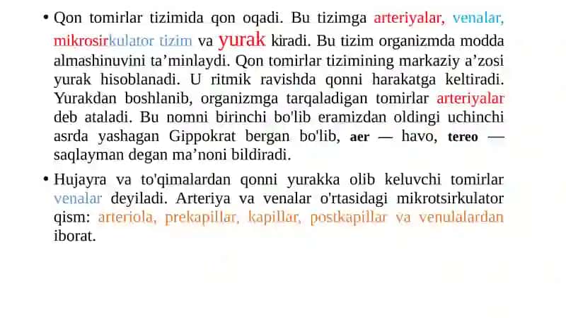 Qontomirlar tizimi haqidagi ilm-angiologiya 3