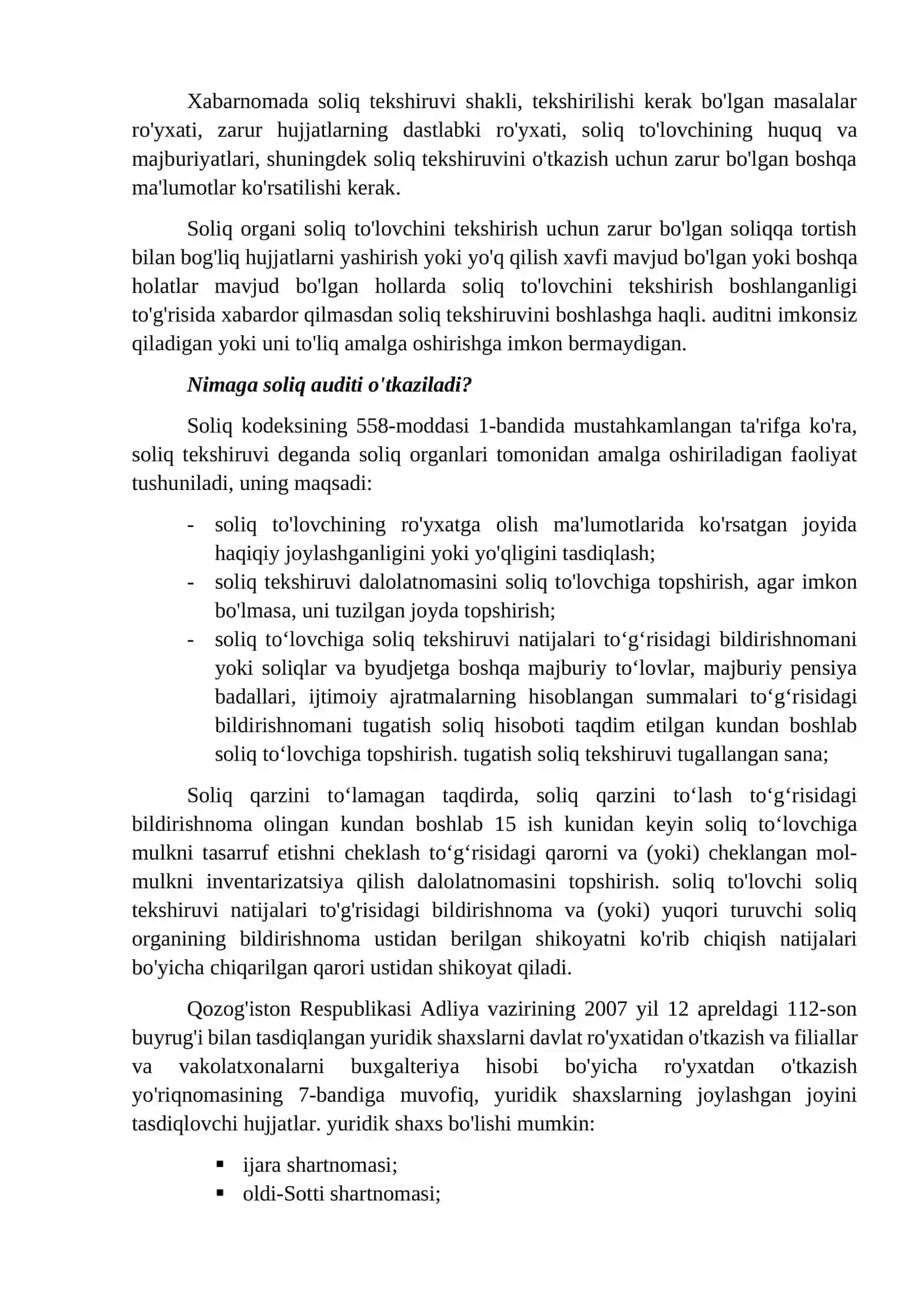 Qozog'iston Respublikasida soliq auditini o'tkazish tartibi 3