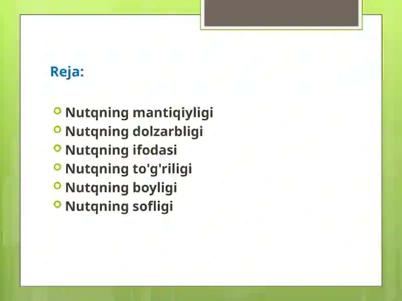 Nutq madaniyati fanidan tayyorlagan prezentatsiya 3