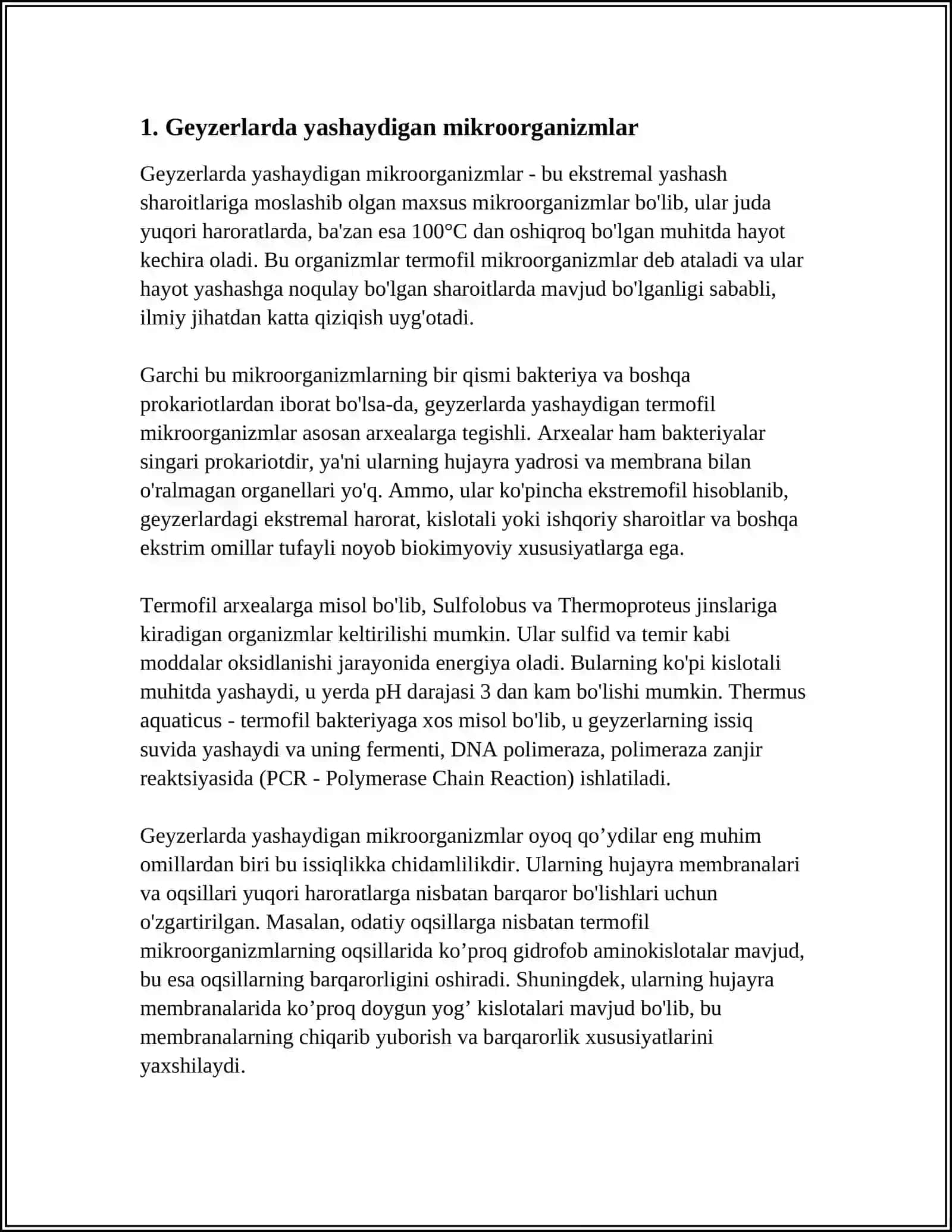MIKROORGANIZMLARNING GEYSLAR VA ISSIQ MANBALARDA TARQALISHI 3