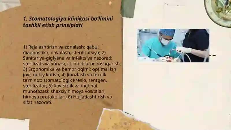 Stomatologiya klinikasi bo‘limini tashkil etish prinsiplari 3