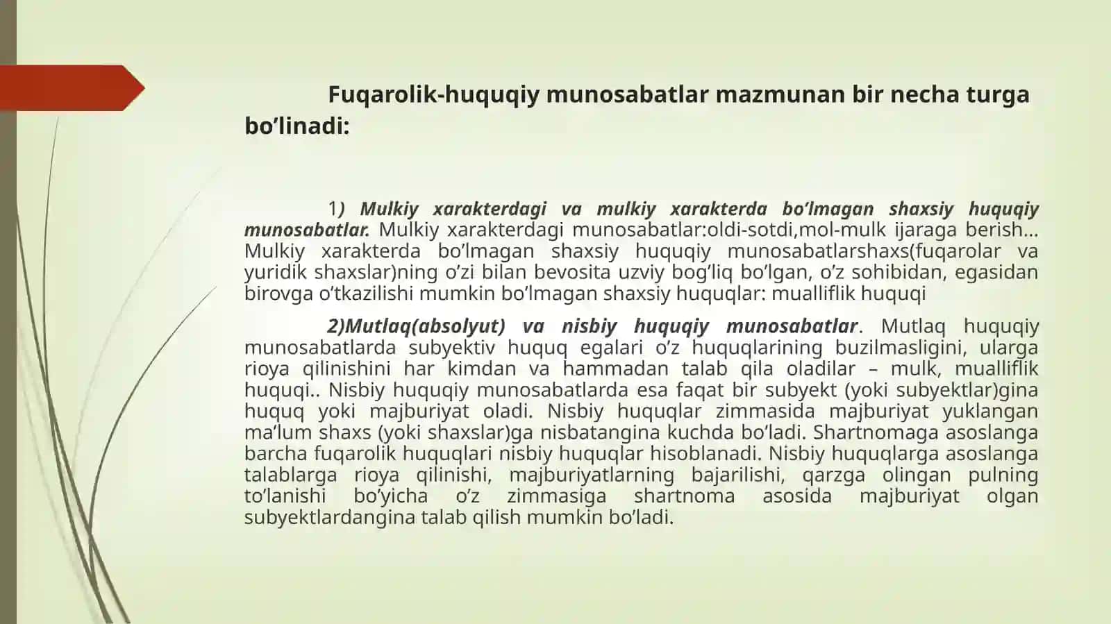 Fuqarolik huquqiy munosabatlar 3
