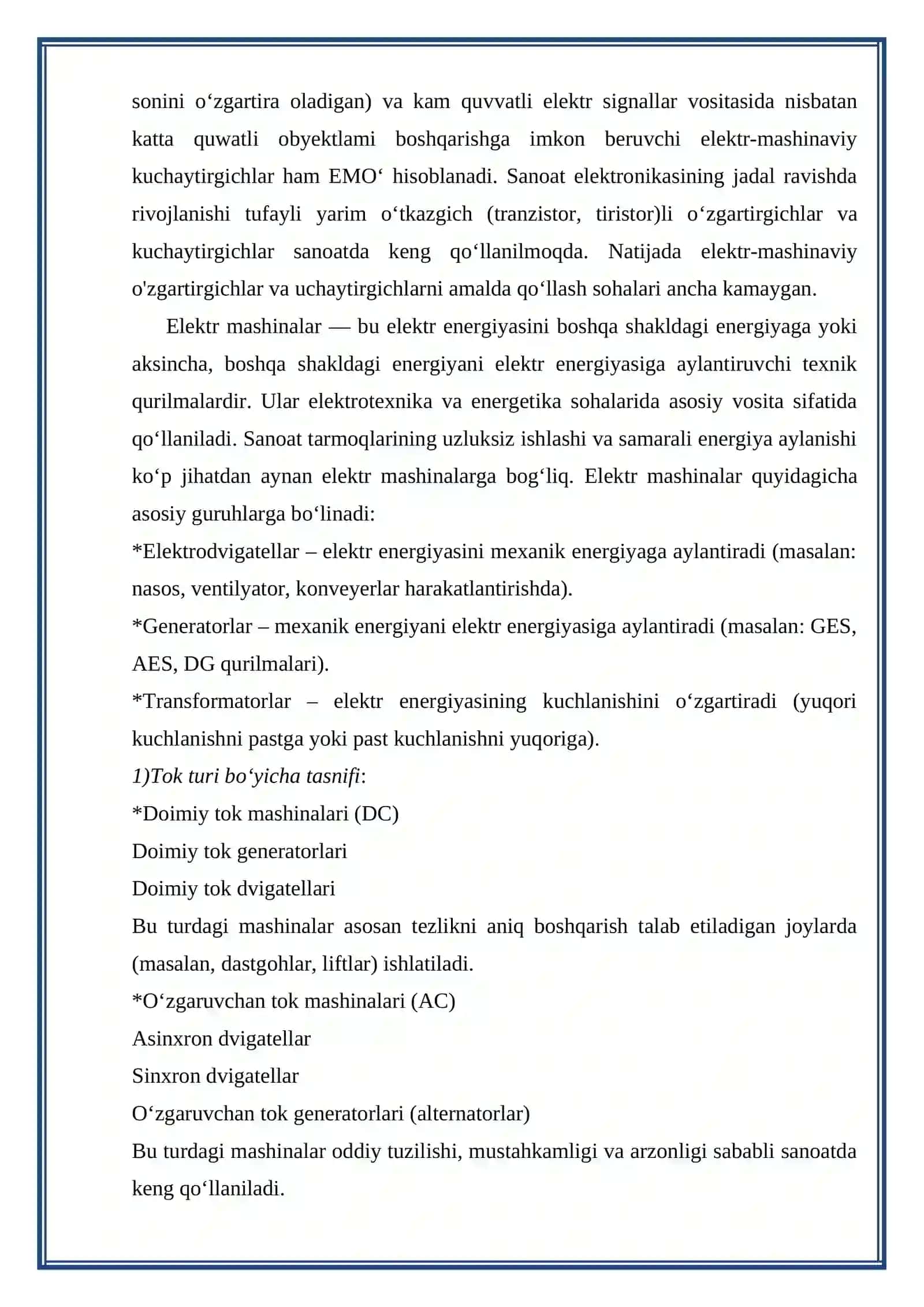 Elektr mashinalarning turlari va tasnifi 3