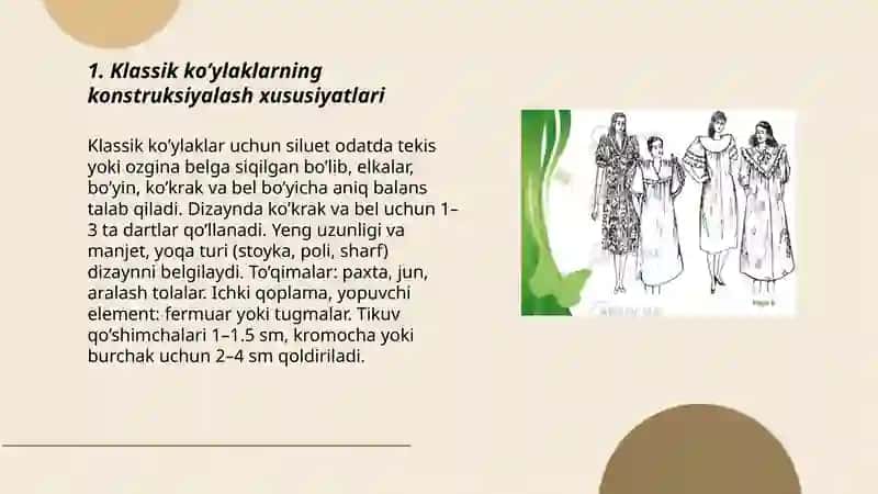 Turli bichimdagi ayollar ko’ylagini konstruksiyalash xususiyatlari 3