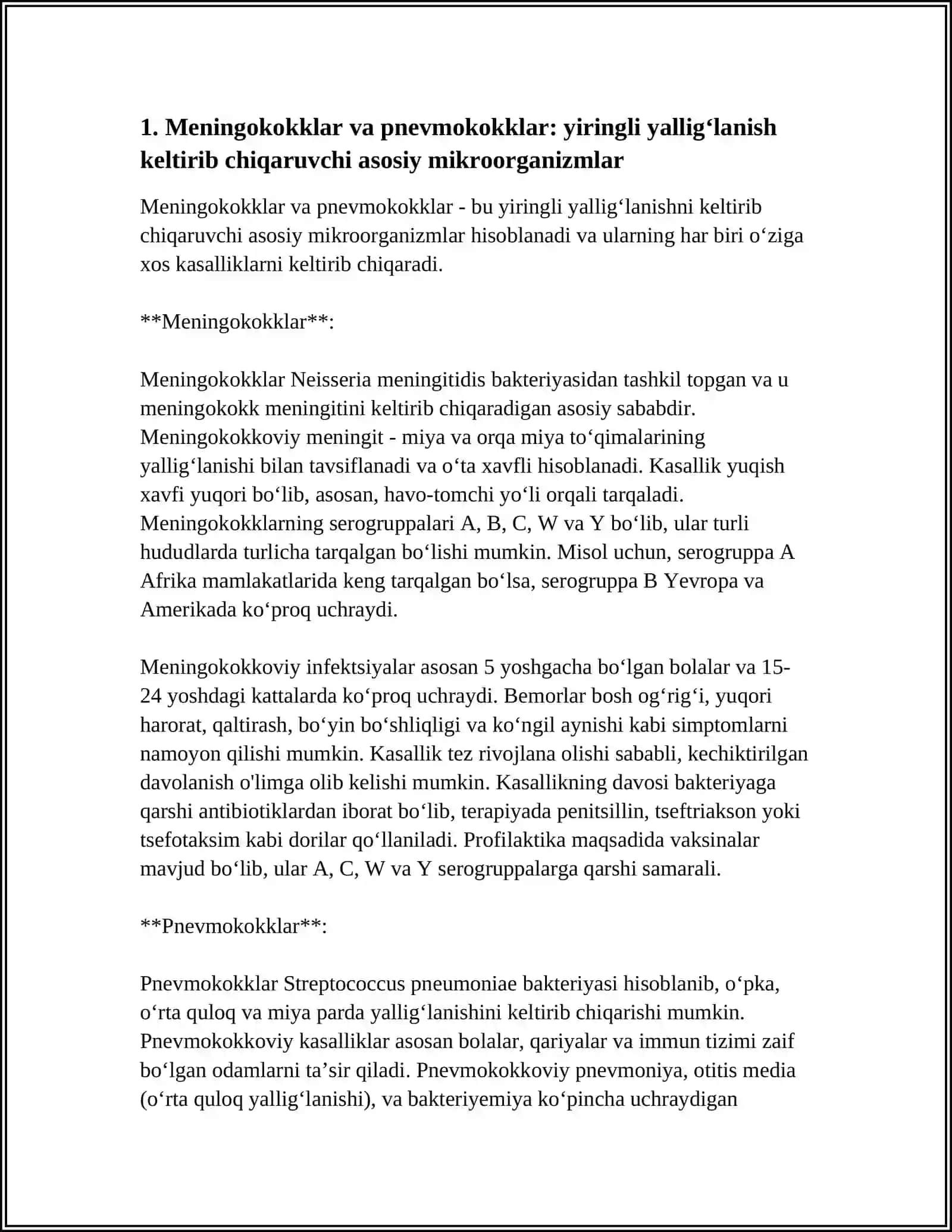 YIRINGLI YALLIGʻLANISHNI KELTIRIB CHIQARARUVCHI MIKROORGANIZMLAR MENINGGAKOKLAR PNEVMOKOKLAR KELTIRIB CHIQARADIGON KASALLIK 3