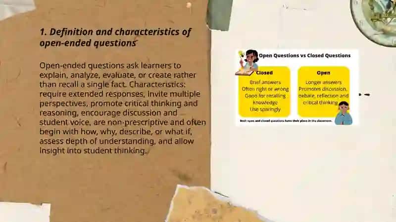 Types of classroom questions: open-ended vs close-ended 3