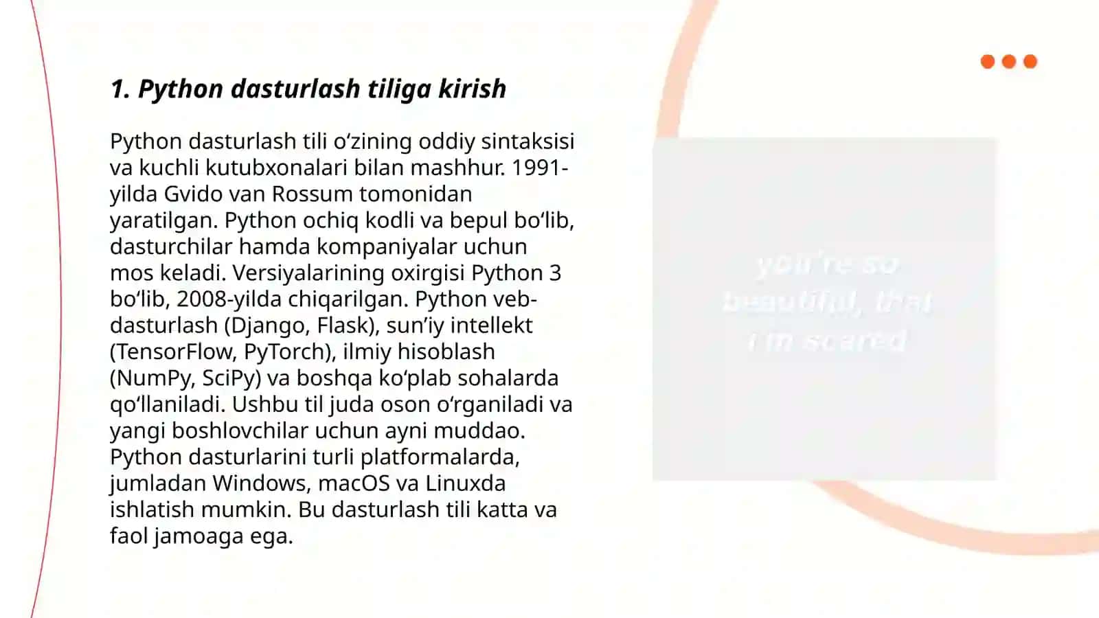 Reja: Python dasturlash tiliga kirish 3