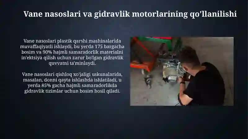 Vane nasoslari va gidravlik motorlarining qo'llanilishi 3