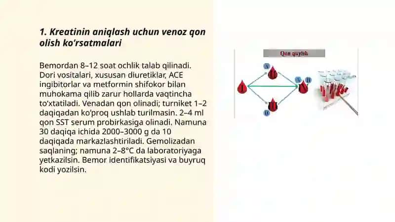 Kreatinin aniqlash uchun venoz qon olish ko'rsatmalari 3