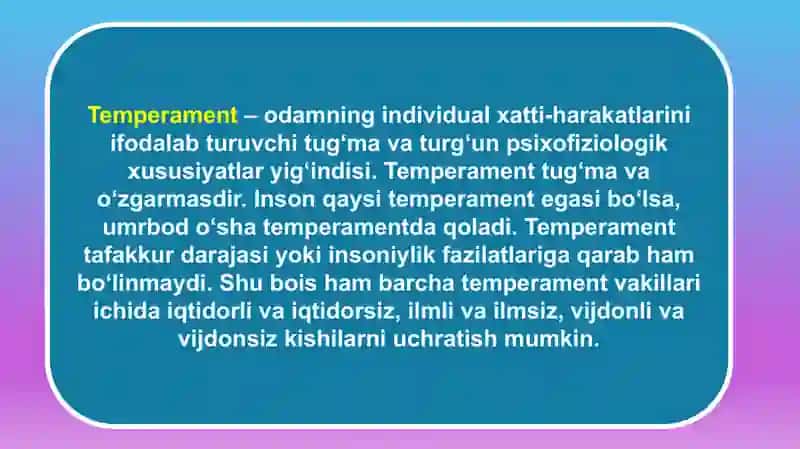 Temperament xususiyatlarining mutaxassis shakllanishidagi o’rni 3