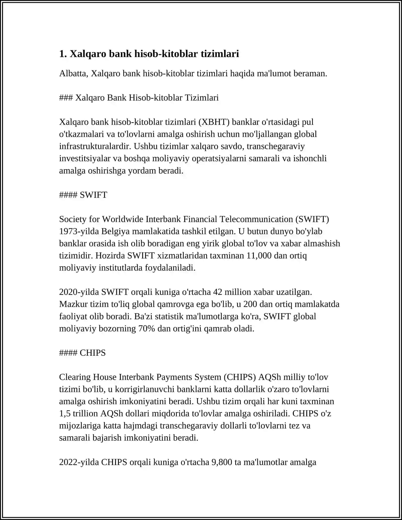 Xalqaro bank hisob-kitoblar tizimlari 3
