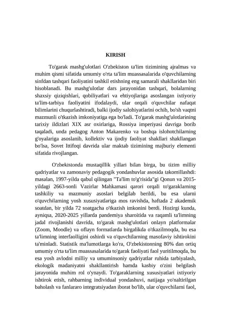 To'garak mashg'ulotlarining tashkiliy tuzilishi va mazmuni 3