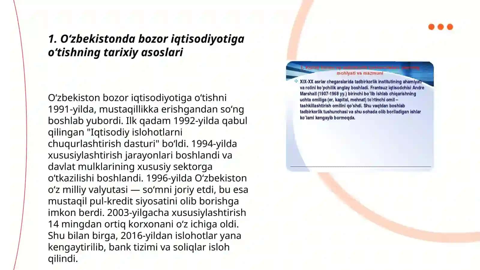 Oʻzbekistonda bozor iqtisodiyotiga oʻtishning xususiyatlari va bozor islohotlarini amalga oshirishda taraqqiyot strategiyasining ahamiyati 3