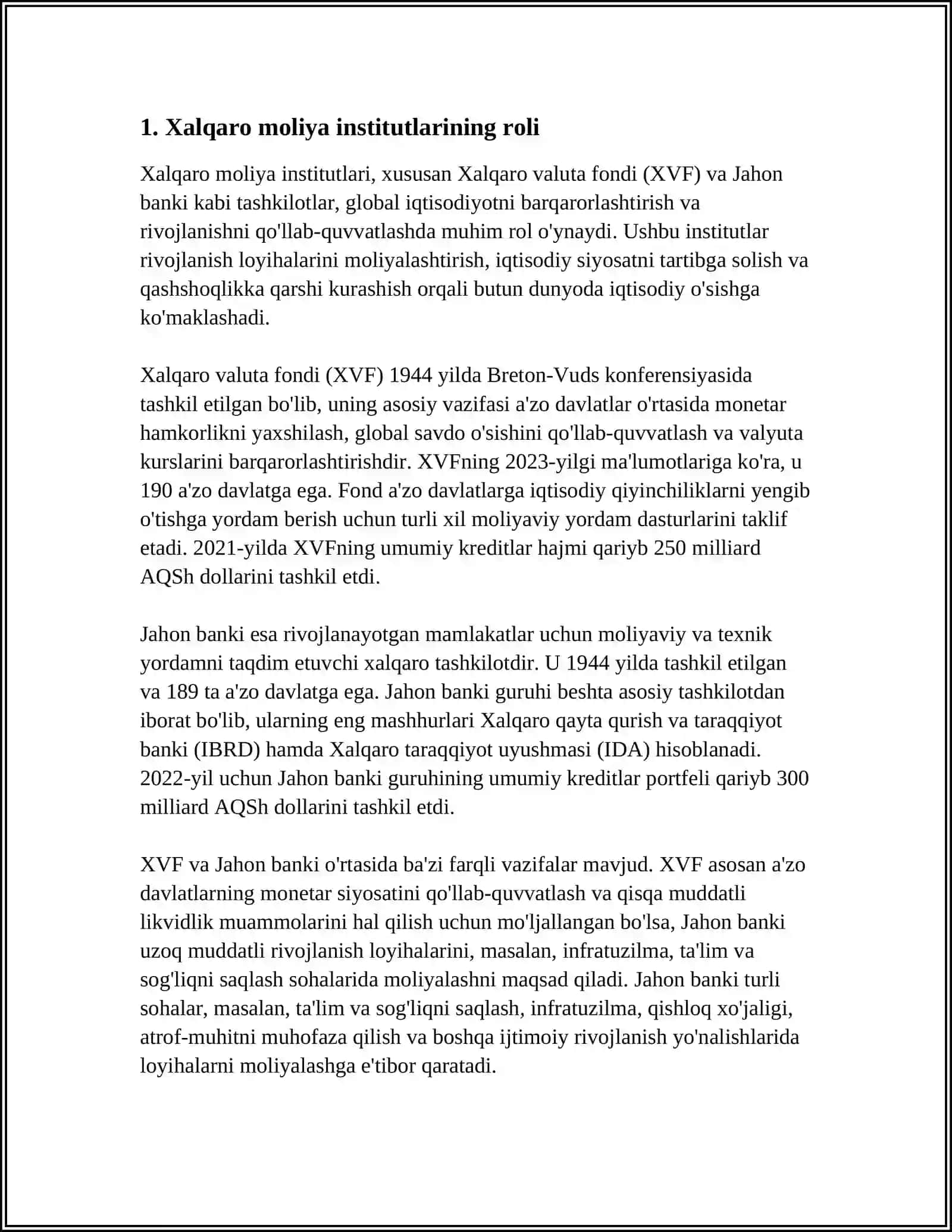 THE ENVIRONMENT FOR THE DEVELOPMENT OF INTERNATION ECONOMIC 3