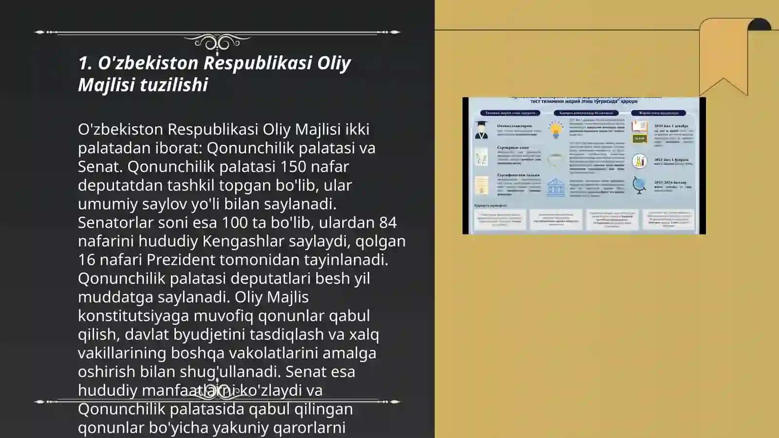 O'zbekiston parlament tizimi va undagi islohotlar 3