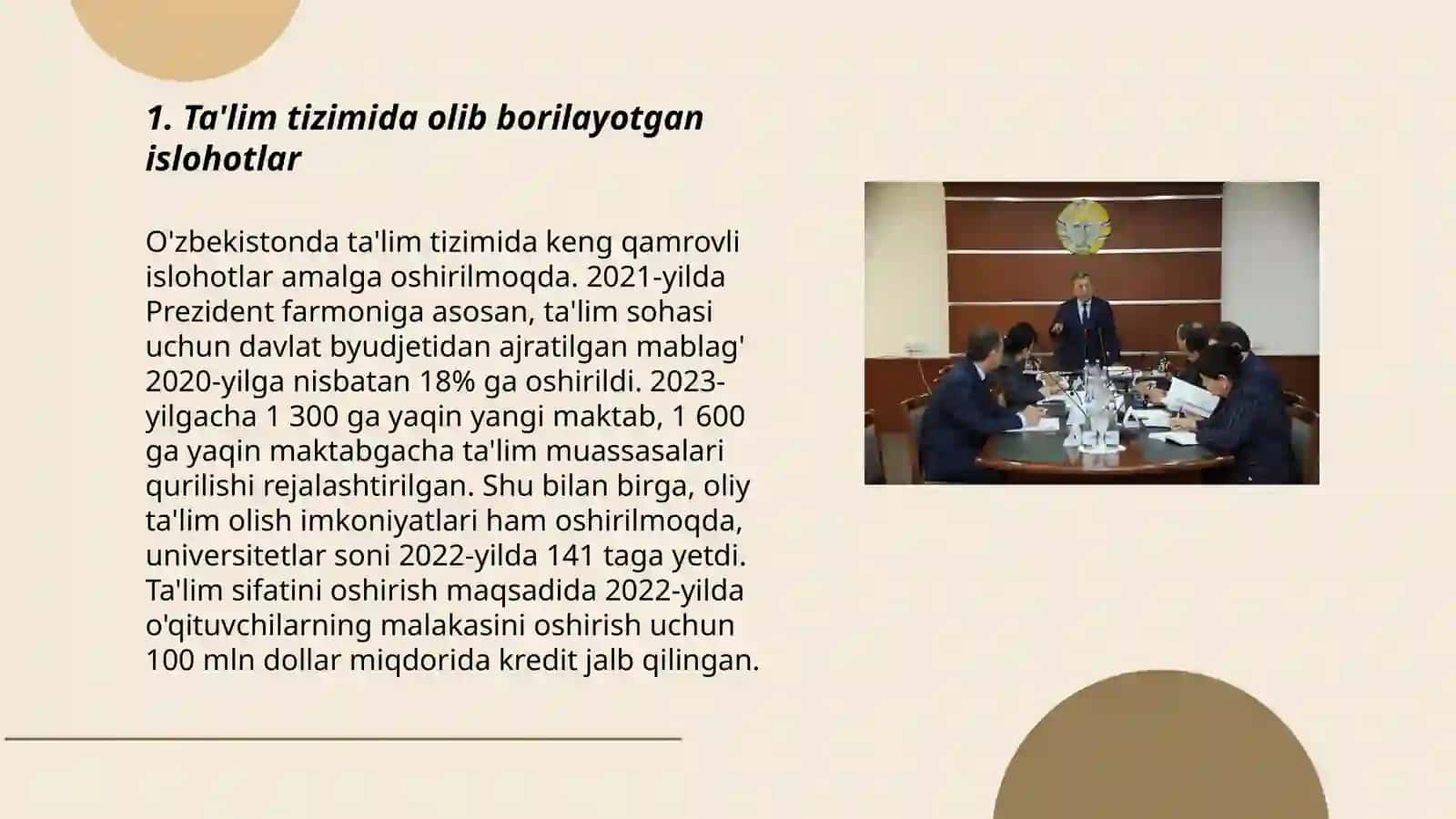 Ta'lim tizimida olib borilayotgan islohotlar 3