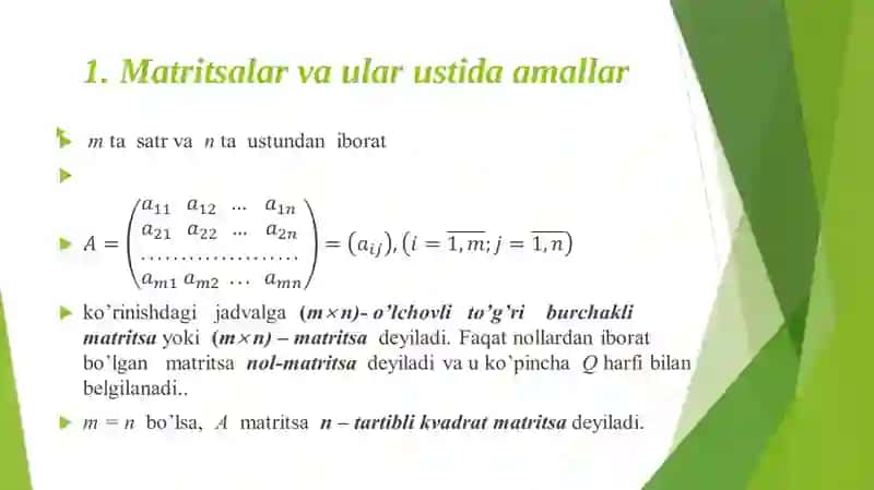 Chiziqli algebraik tenglamalar sistemasini yechishning aniq usullari 3