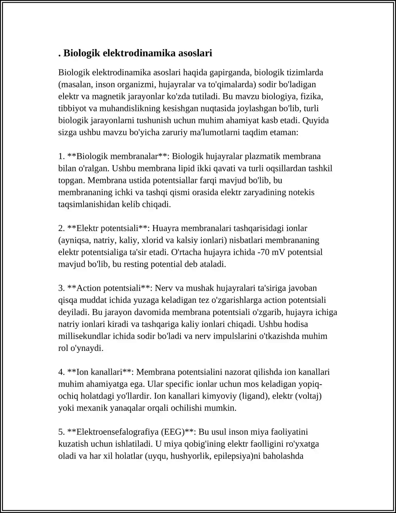 BIOLOGIK ELEKTRODINAMIKA. O’ZGARUVCHAN VA O’ZGARMAS TOK. QARSHILIK 3