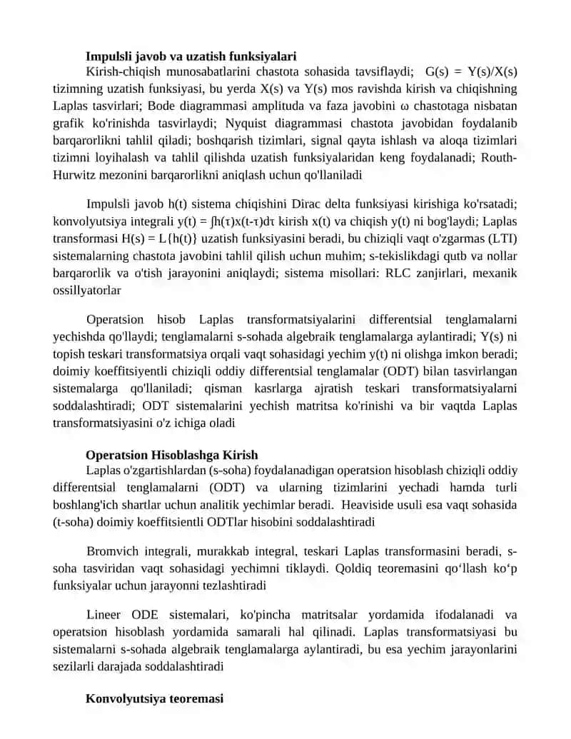 Differensial tenglamalar va tenglamalar sistemasini operatsion hisob 3