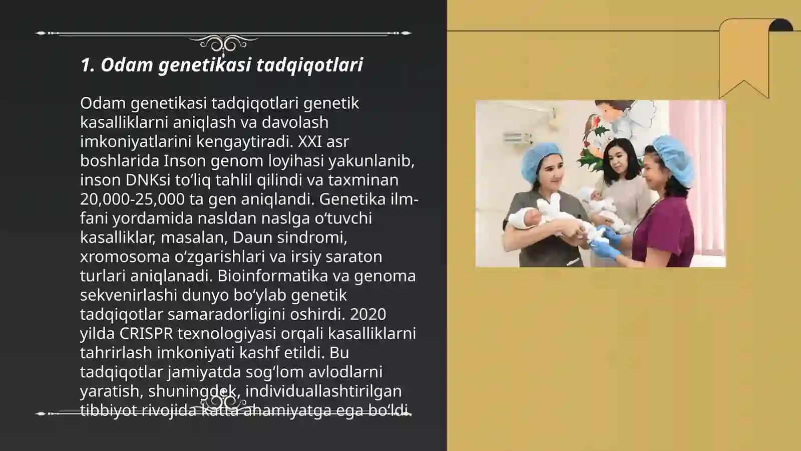 Odаm genetikasining oʻrgan8sh usullari: genealogik, sitogenetik va egizaklar usuli 3