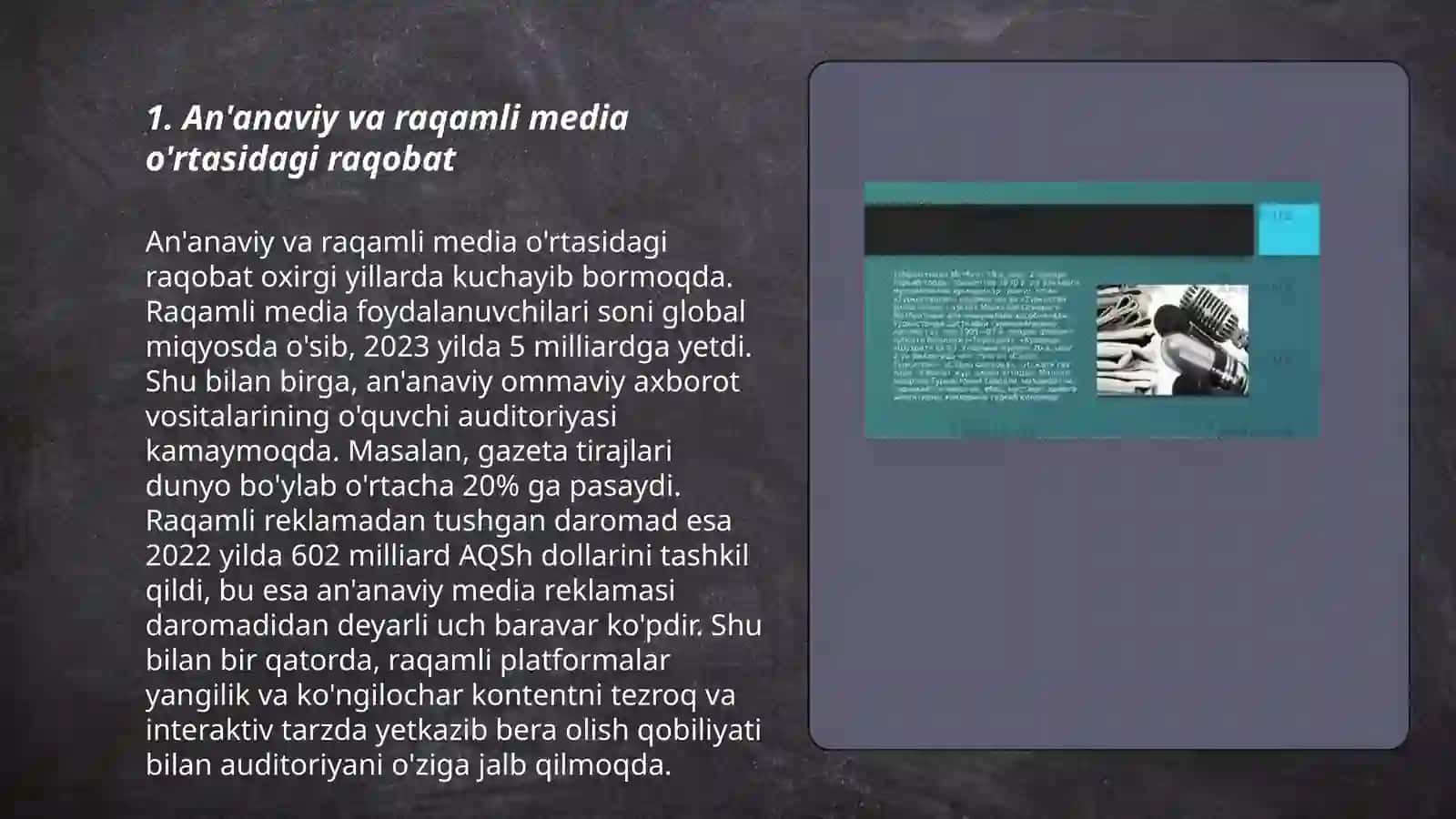 Media maydon tuzilishi va internet jurnalistikasida raqobat muhiti 3