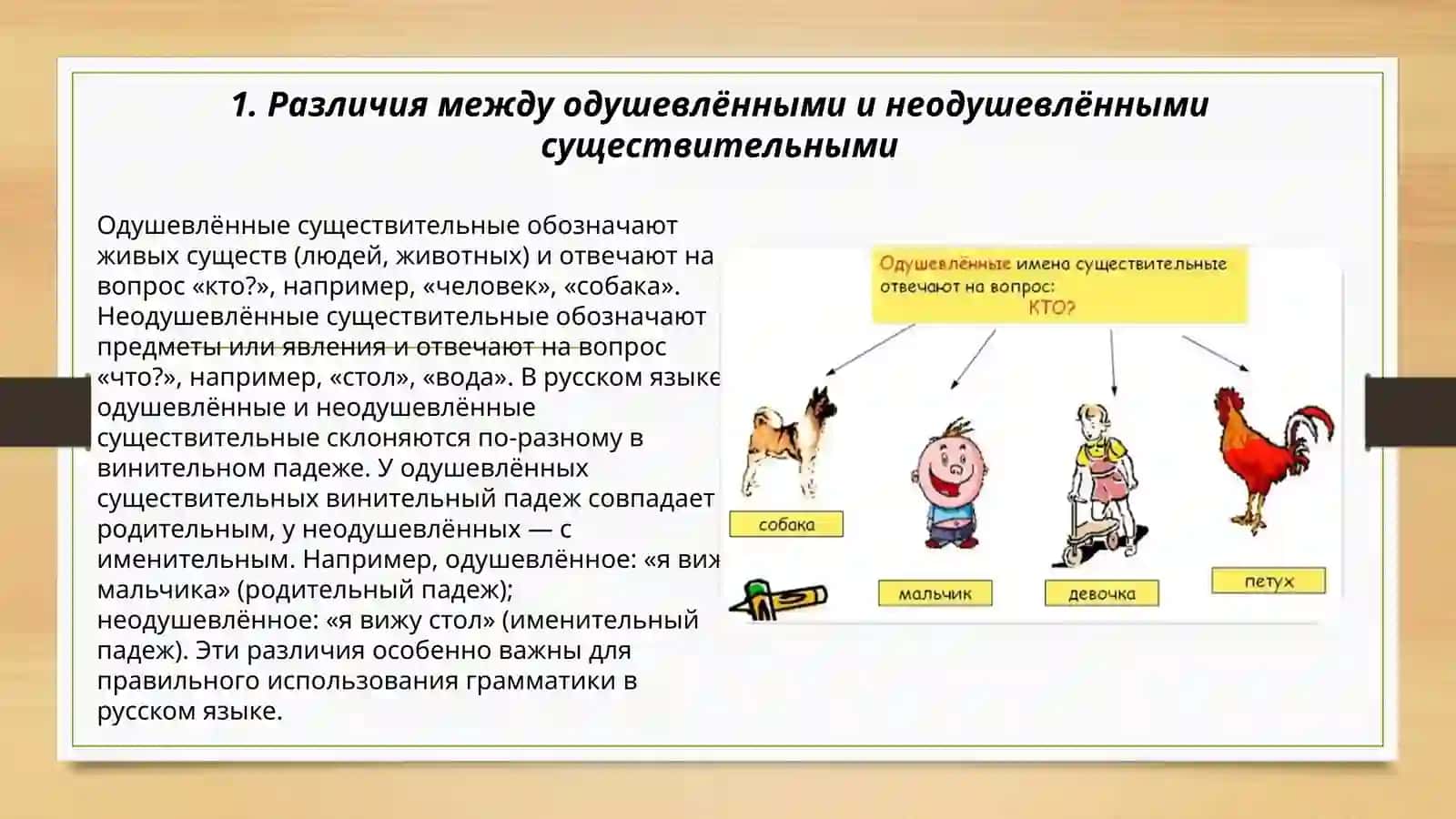 Одушевлённые и неодушевлённые существительное 3