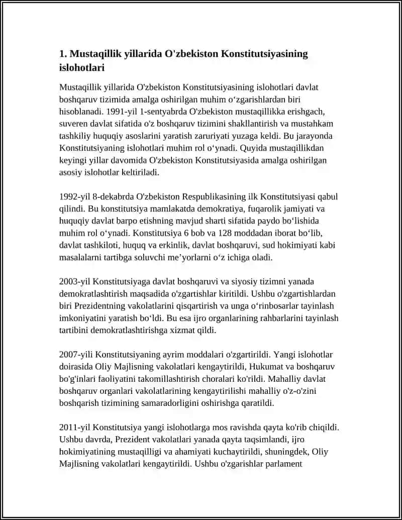 MUSTAQILLIK YILLARIDA DAVLAT BOSHQARUV TIZIMIDA AMALGA OSHIRILGAN ISLOHOTLAR 3