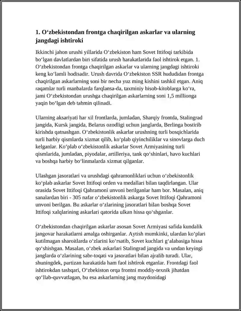 Oʻzbekiston Ikkinci Jahon Urushi yillarida (1941-1945 yillar) 3