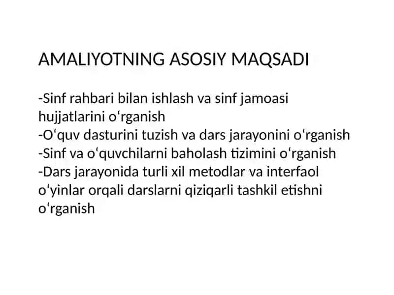 Amaliyotning asosiy maqsadi 3