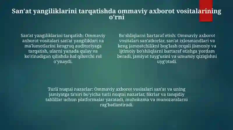 San’At Sohasidagi Yangiliklarni Ommaviy Axborot Vositalarida E’Lon Qilish 3