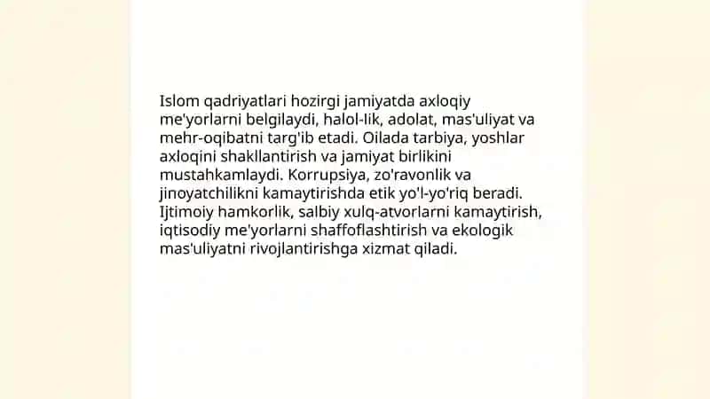 Islom qadriyatlari va marifatining hozrgi davrdagi ahamiyati 3