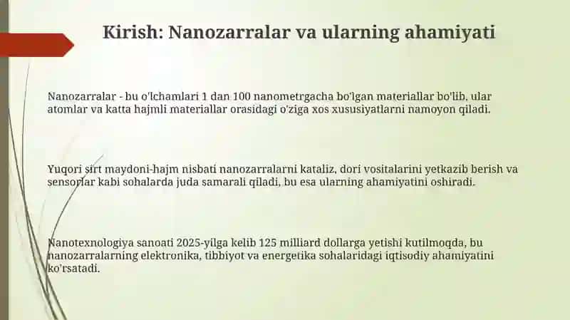 Yakkalangan nanozarracha xossalari 3