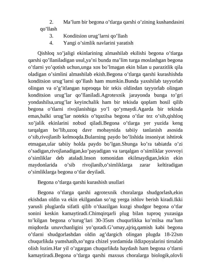 O’simlik qator oralaridagi begona o’tlarni mexakaviy vakimyoviy usullarini birgalikda qo’llash 3