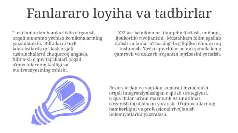 Boshlanģich talimda mavzular aro integratsiya 3