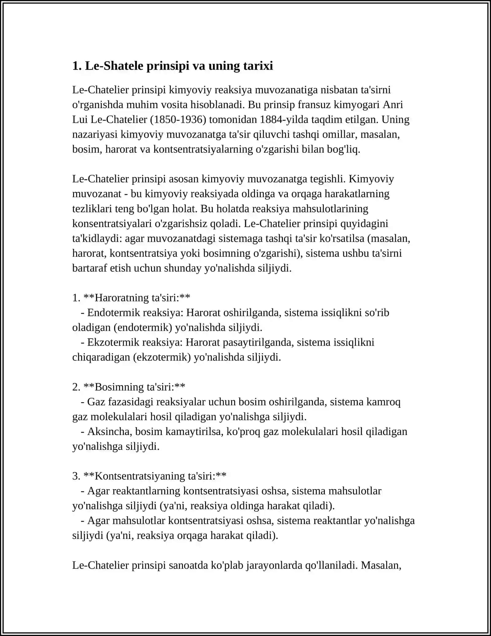 LE- SHATELE PRINSIPI VA UNING KIMYOVIY JARAYONLARDAGI AHAMIYATI 3